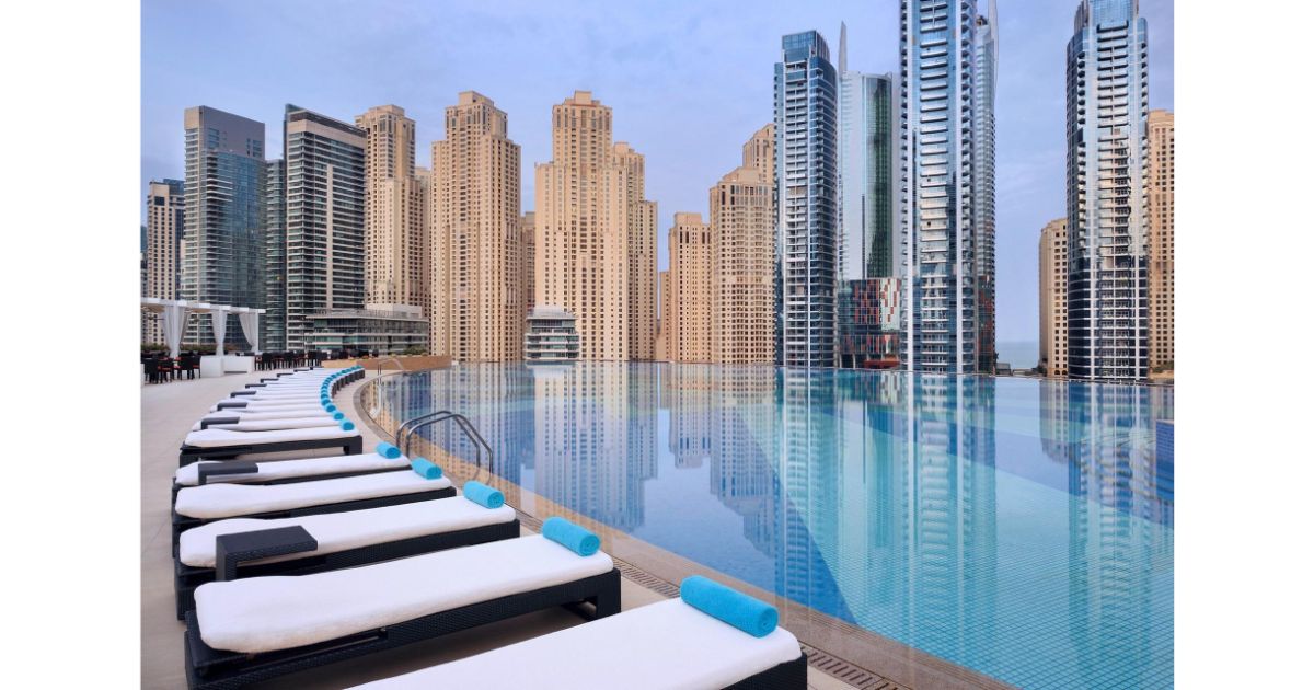 Infinity pool at the Hilton Hotel in Dubai, UAE