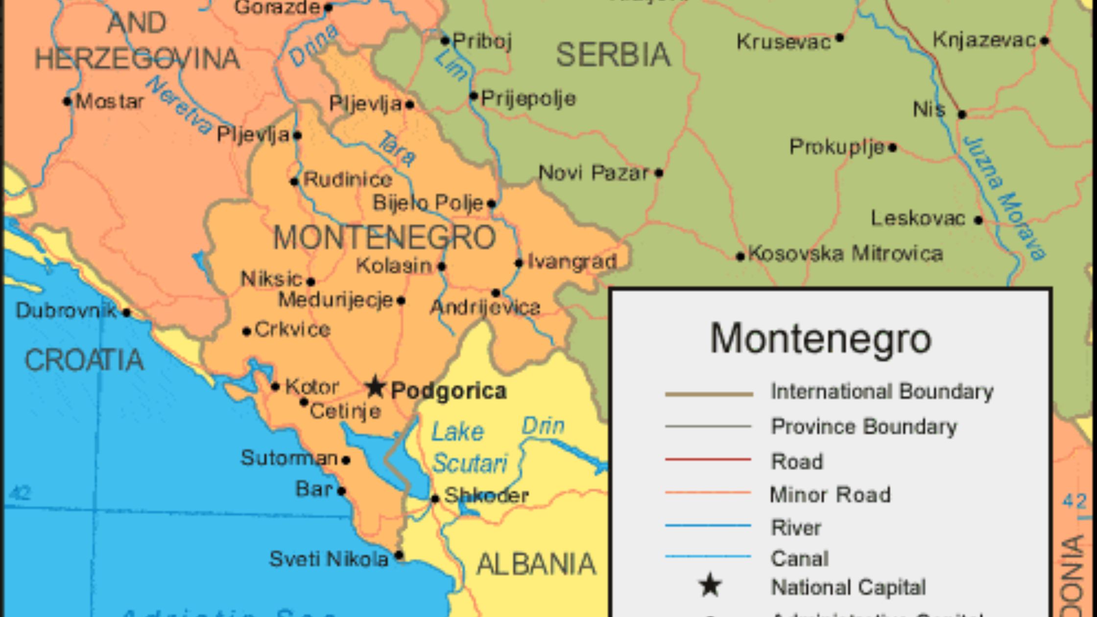 montenegro map