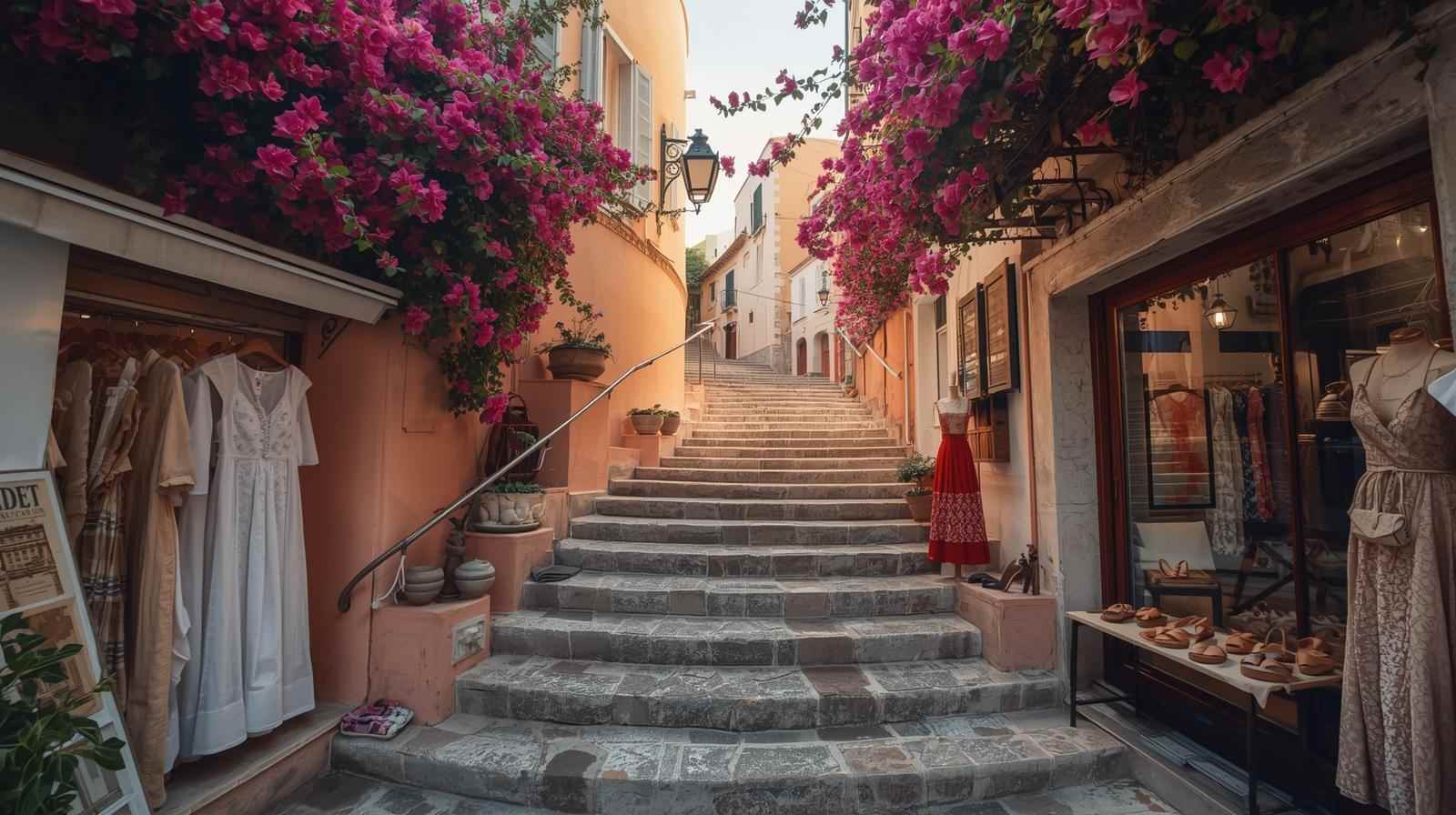 Charming narrow street in Positano