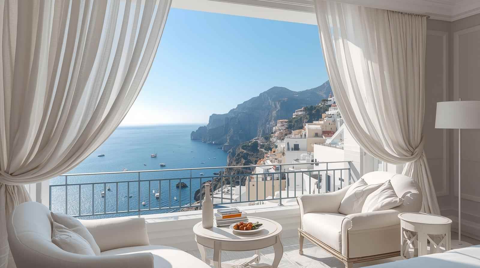Luxury hotel balcony in Positano