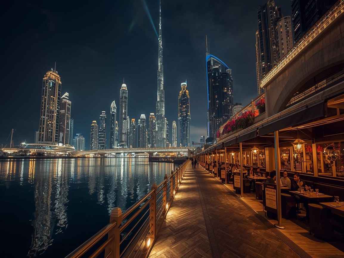 Night view of Dubai Marina Walk